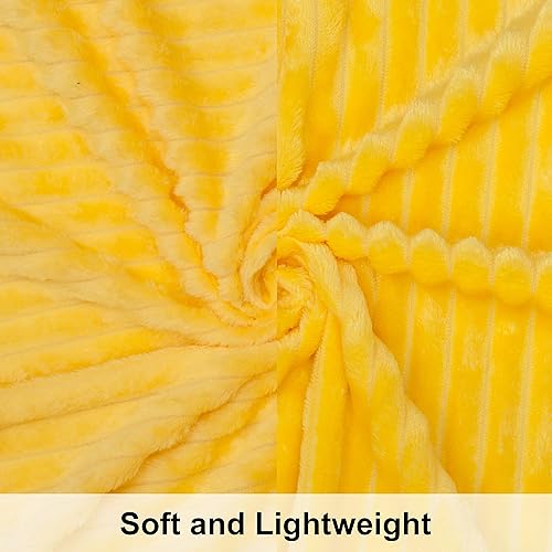 Miniatura 2 de NTBAY Manta mullida de franela para niños pequeños, esponjosa, cálida y ligera, reversible, con diseño de rayas, 30 x 40 pulgadas, color amarillo