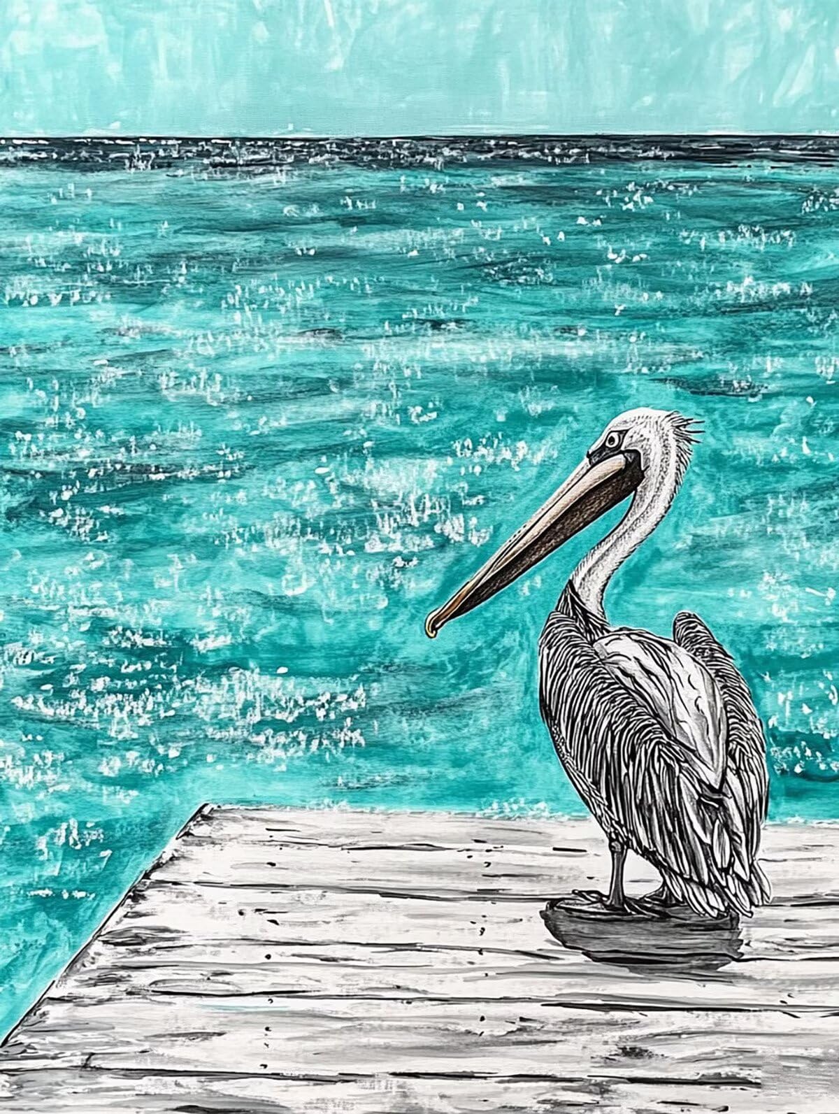 Dipingere con i Numeri Bird, Paint by Numbers Adulti Oceano, Fai da te Creativi Adulti Quadri da Dipingere Numerati Kit per Decorazione Della Parete di Casa, Regalo 100x135 cm Senza Cornice 72-P