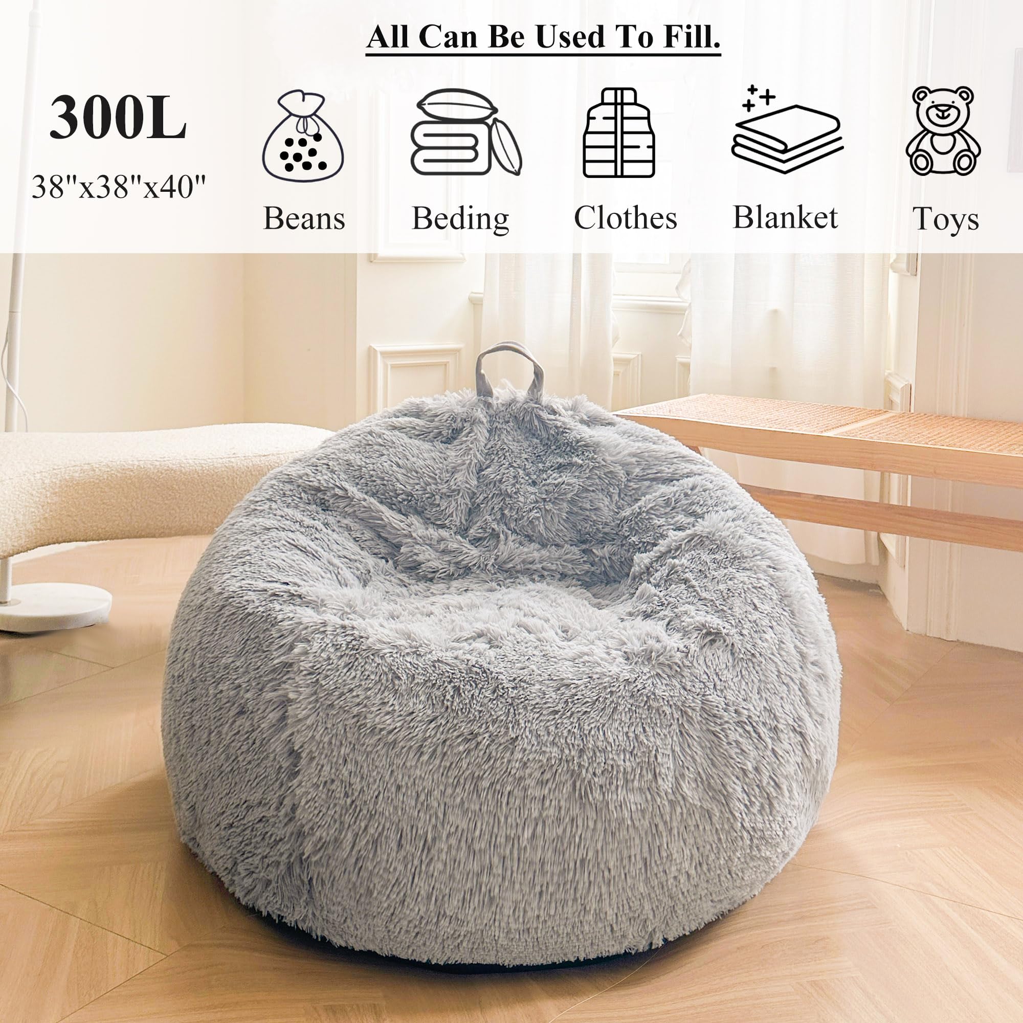 XeGe Fluffy Stuffed Animal Storage Bean Bag Cover(No Filler) - Image 3