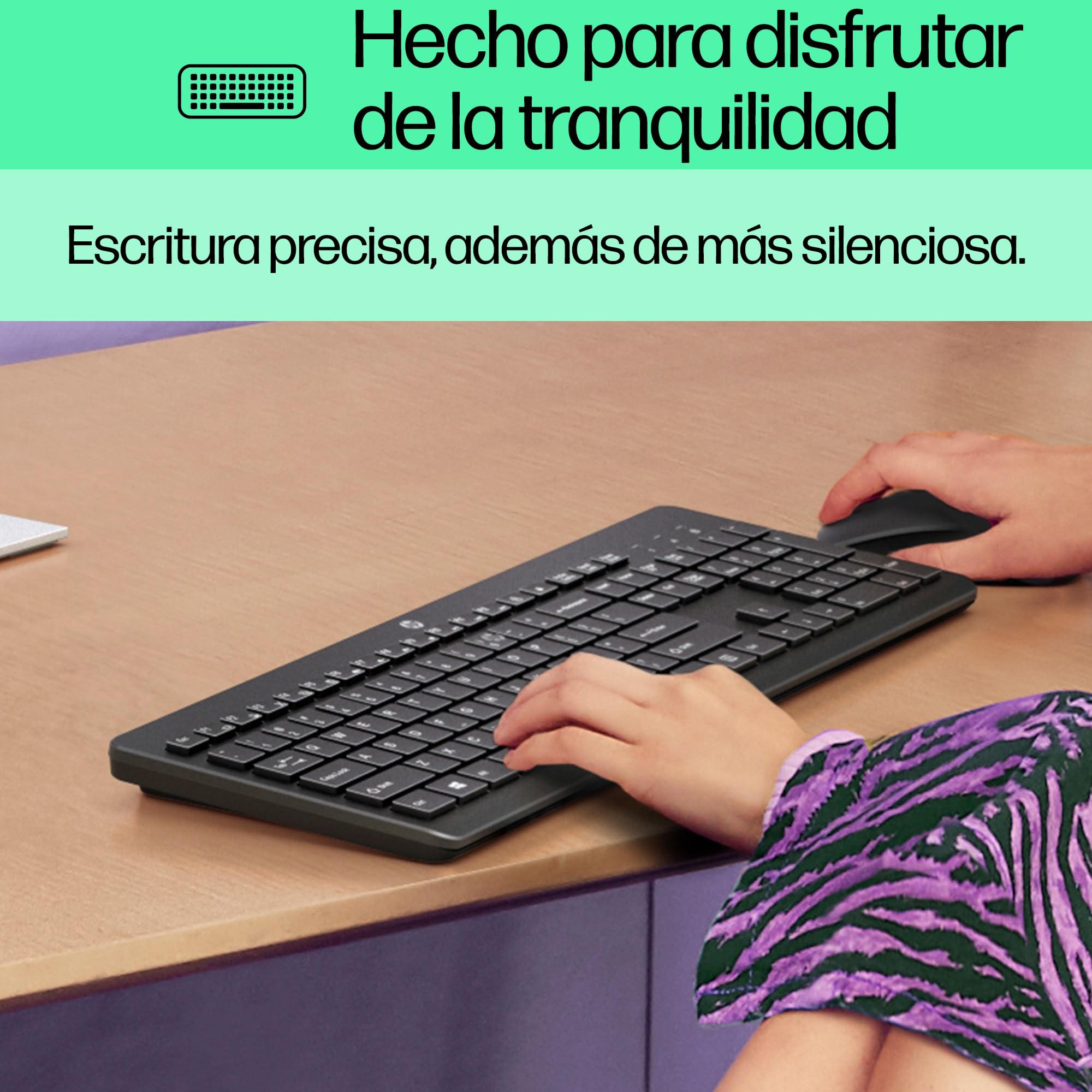 HP 230 Teclado Inalámbrico QWERTY Español - (Puerto USB-A, Batería hasta 16 Meses de Duración, Conexión Inalámbrica 2,4GHz, Windows), Color Negro
