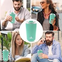 Philorn Termikus Kávéspohár 380ml Rozsdamentes Acél Zöld Szívódó Fedéllel 7