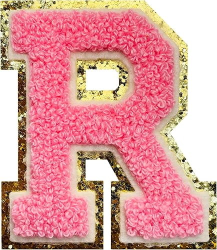 Miniatura 196 de Jongdari Letras termo-adhesivas para ropa, parche de letras de felpilla con brillantina del alfabeto, apliques para coser con adhesivo planchado, 8