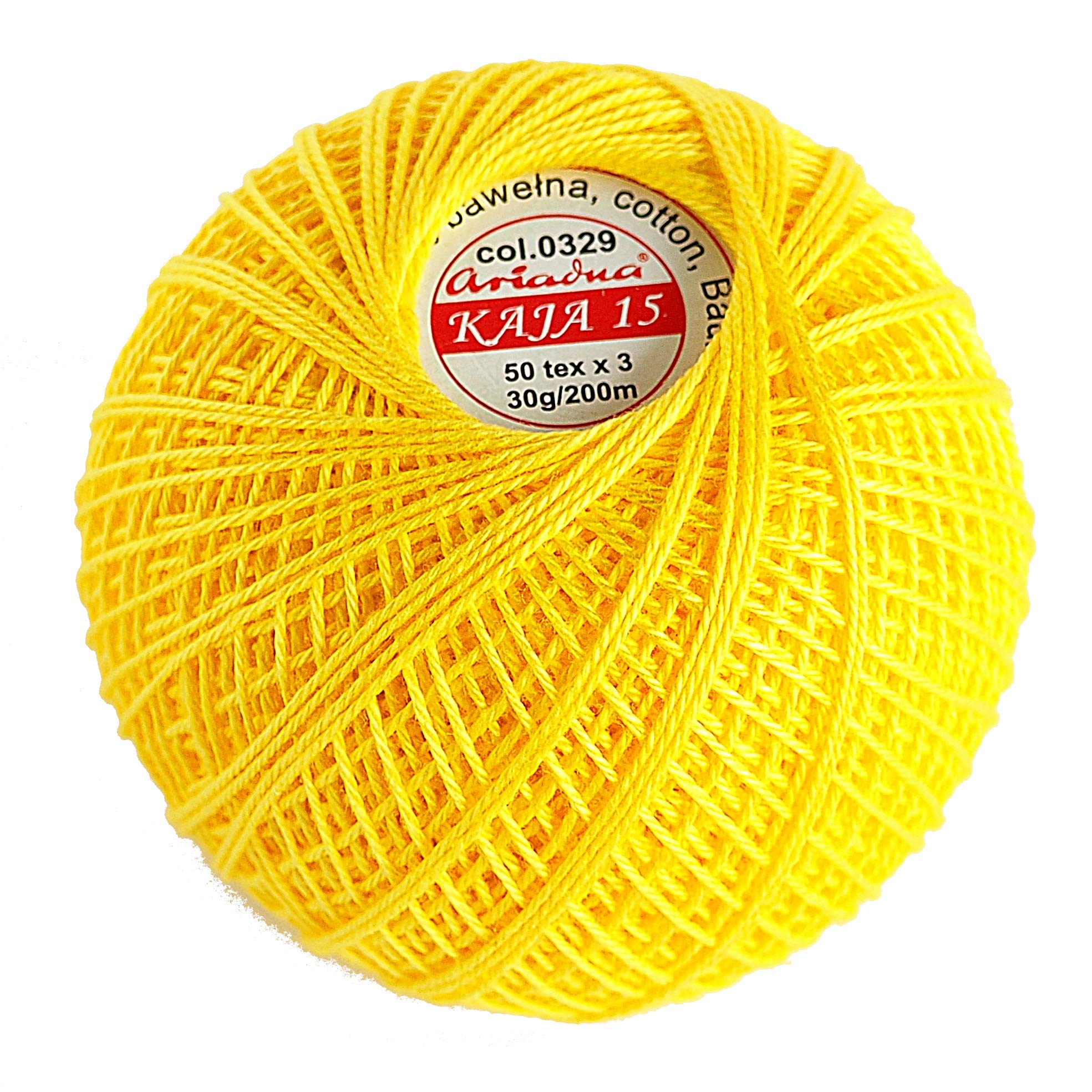 Quality Cotton Crochet Yarn Double Mercerized Thread 220yd/200m Ball 1.05oz/30g Knitting Tatting Emroidery Size 15 (Yellow 329)