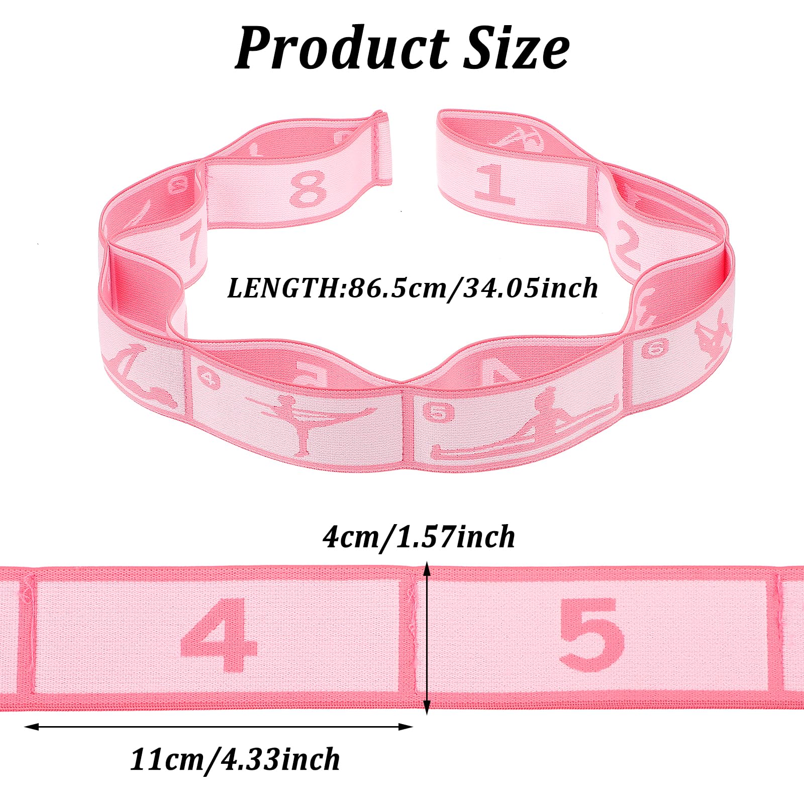 3 Yoga Stretching Bänder Mit 8 Schleifen - Elastische Gymnastikbänder Für Fitness