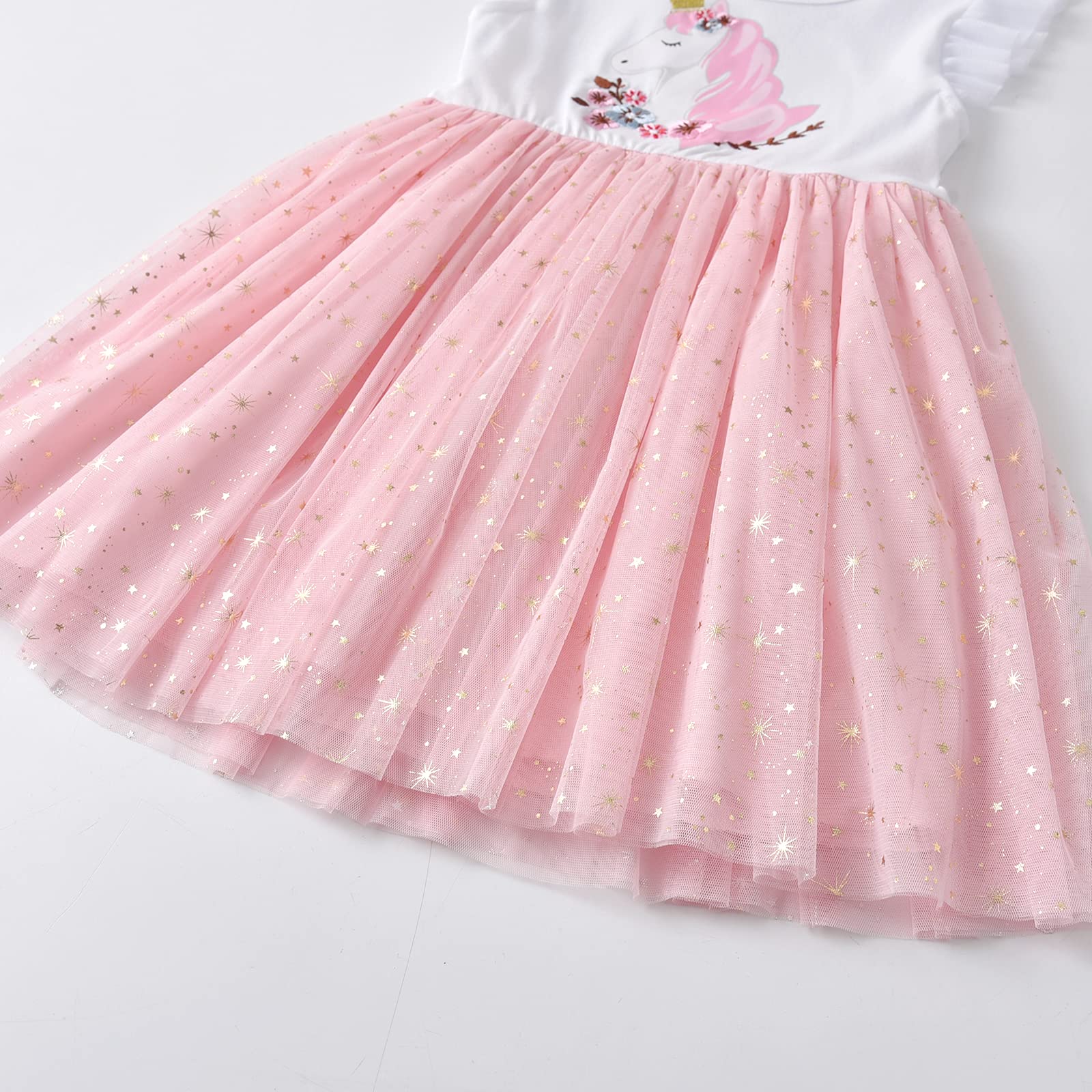 Vestido Tutu Algodón Tulle Manga Larga Mariposa Unicornio Niñas 2-8 Años