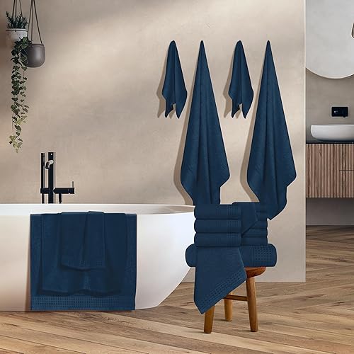 Vista 236 de GLAMBURG Juego de 6 toallas de 100% algodón ultra suave, contiene 2 toallas de baño de 28 x 55 pulgadas, 2 toallas de mano de 16 x 24 pulgadas y 2