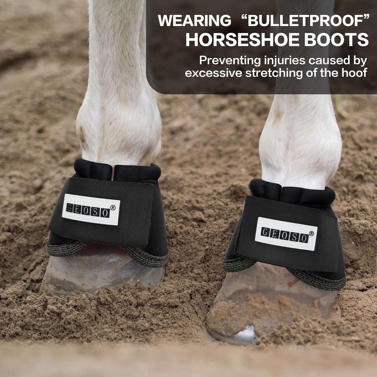 GEOSO Bell Boots for Horses,Ballistic Overreach Horse Boots | Superb Protection, Durability&Comfort,360 Degree Wrap