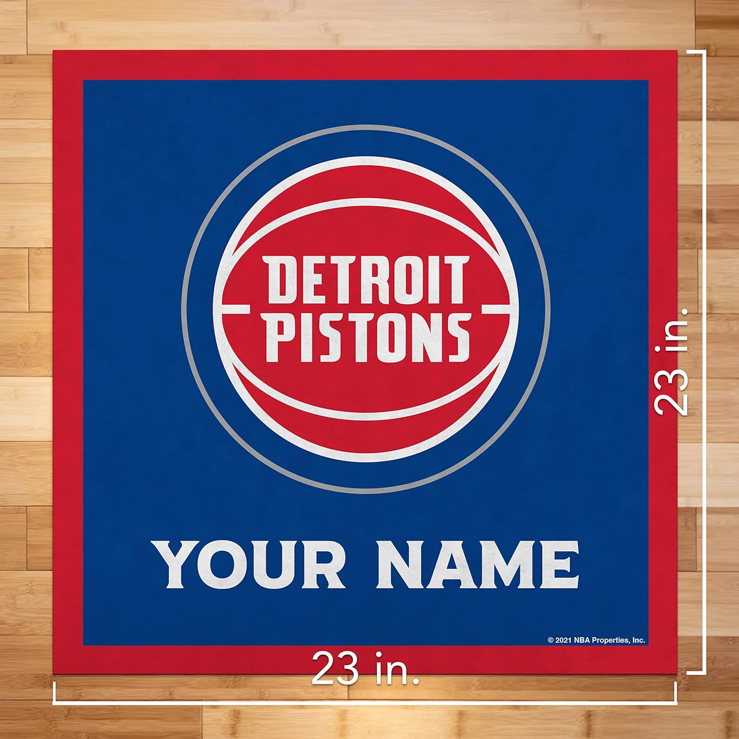 Rico Industries NBA Basketball Detroit Pistons Personalized 23" X 23" Felt Wall Banner - Sports Decor for Man Cave, Game Room, Office & Bedroom - Made in The USA