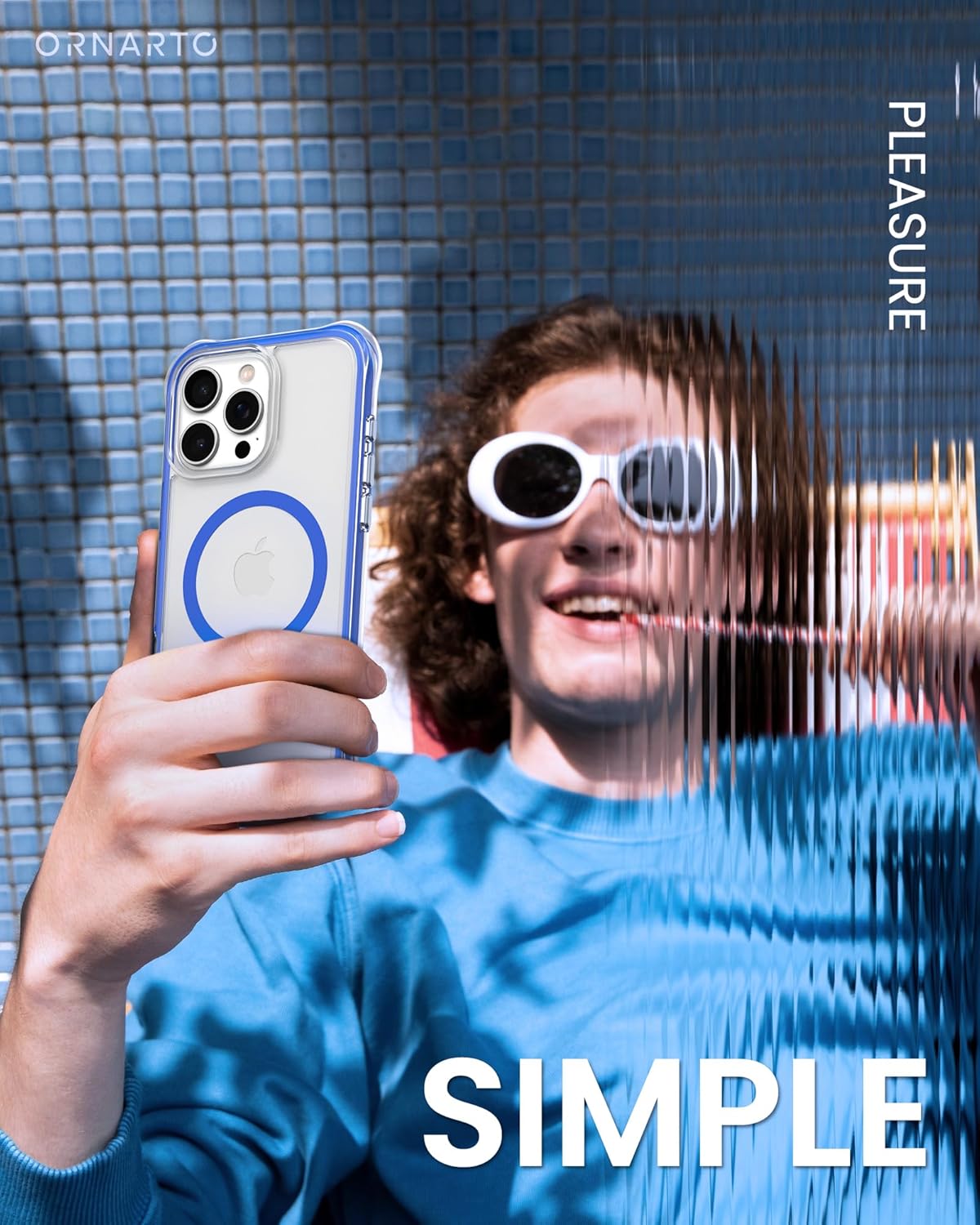 ORNARTO Air Case for iPhone 16 Pro Max Clear, Compatible with MagSafe, Military-Grade Drop Protection Cover with Built-in Air-Blue - Image 6