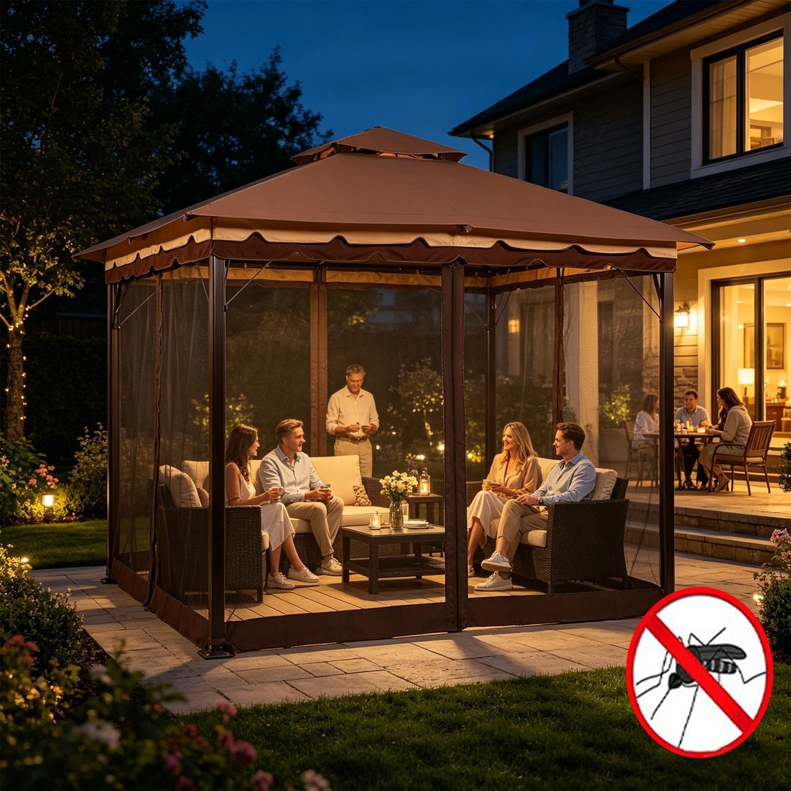 Zanzariera Patio Copertura Grande Pieghevole E Portatile 3,66 X 3,66 M | Rete Patio Anti-punture Per Uso Quotidiano Esterno E Interno, Giardino, Portico, Cortile, Casa, Camera Da