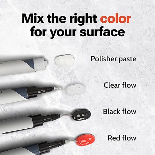 Miniatura 5 de UBA Kit de reparación de tuba y piedra negra, color rojo, negro y transparente, ideal para reparación de granito, cuarzo, cerámica, azulejos y