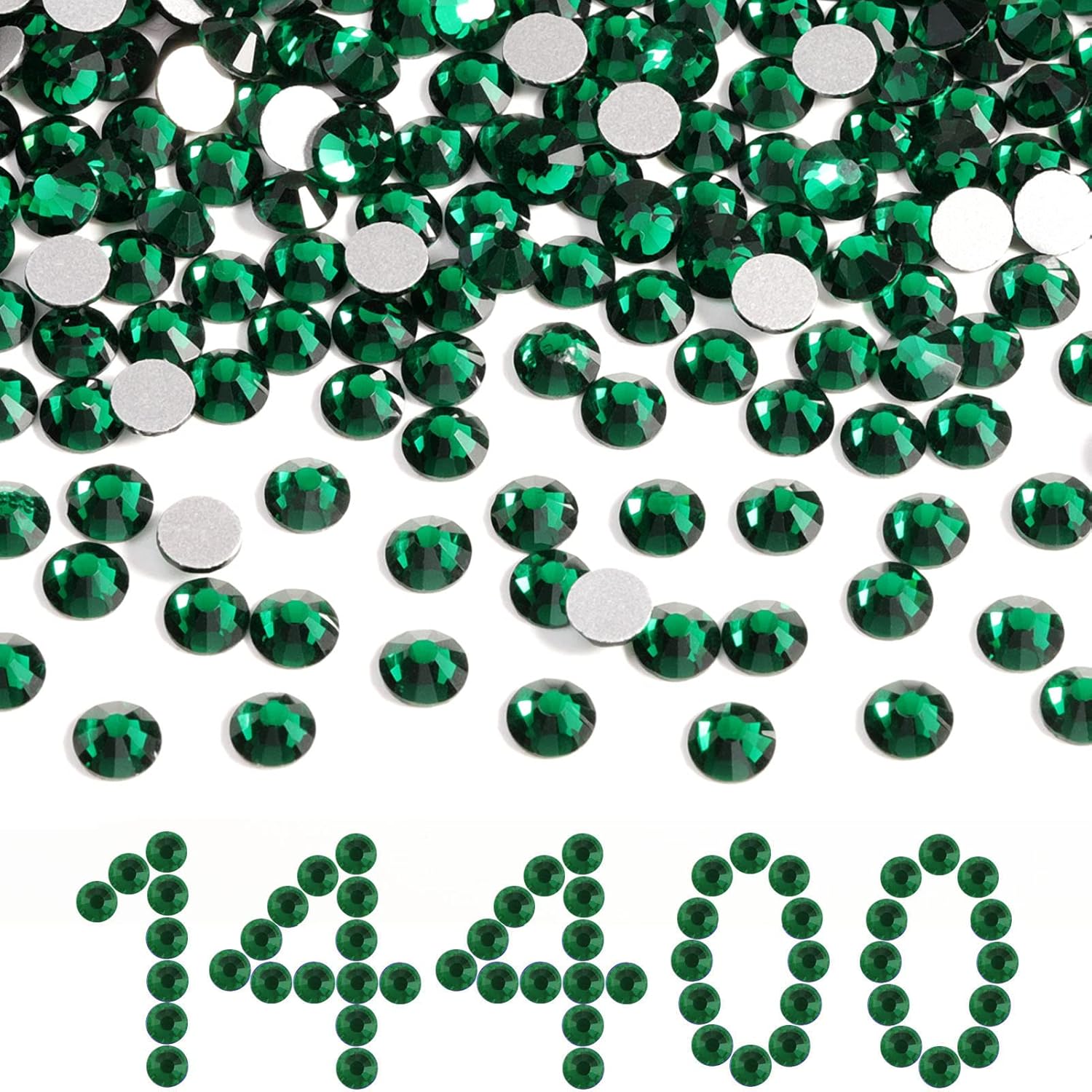 Beadsland Flatback Rhinestones Bulk,14400pcs Green