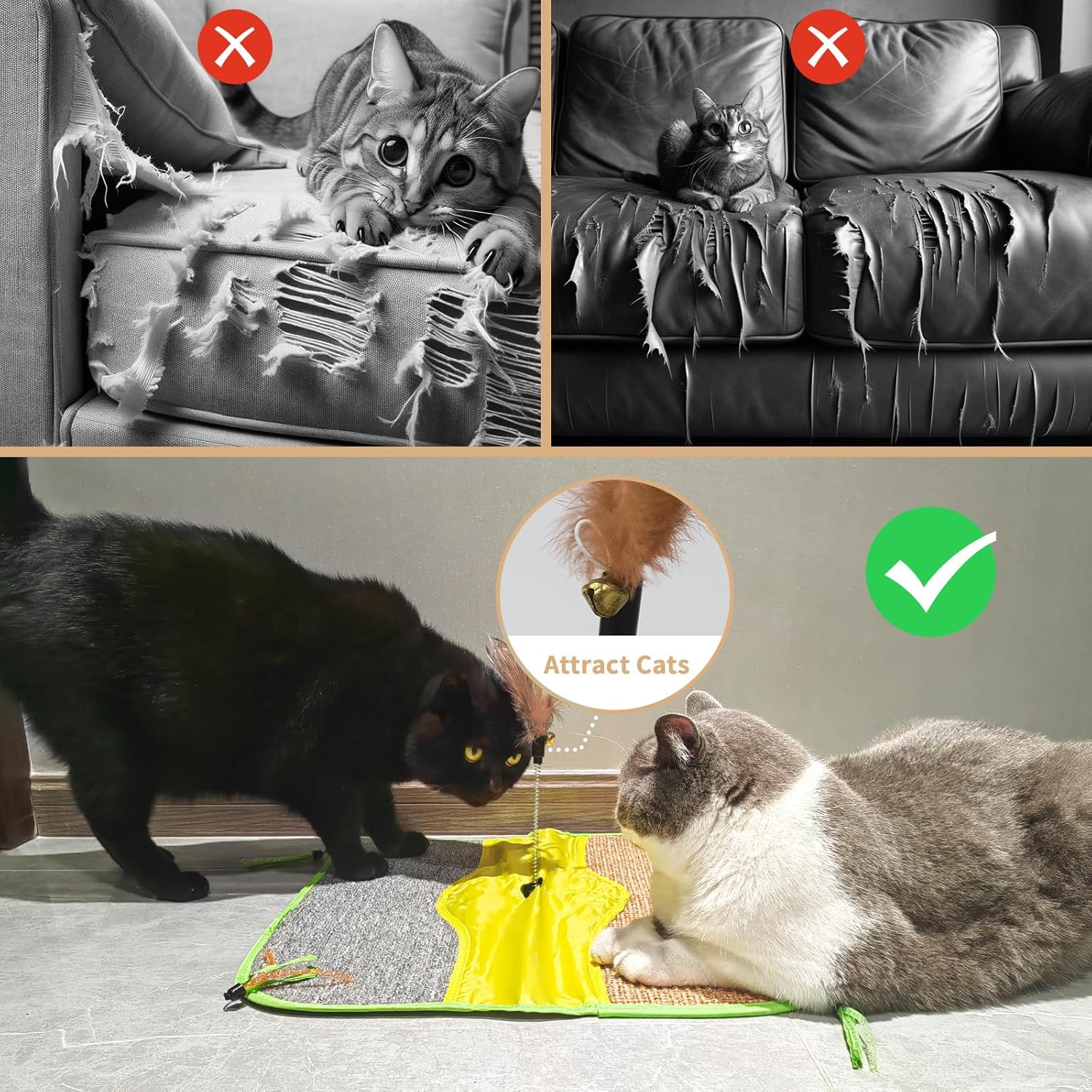review <2 in 1> Cat Scratching Mat with Toy All-season 17.5×17.7” Natural Sisal Cat Scratch Pad Rug Horizontal Protect Carpet Sofa Furniture” height=”500″ /></a></p>
<p style=
