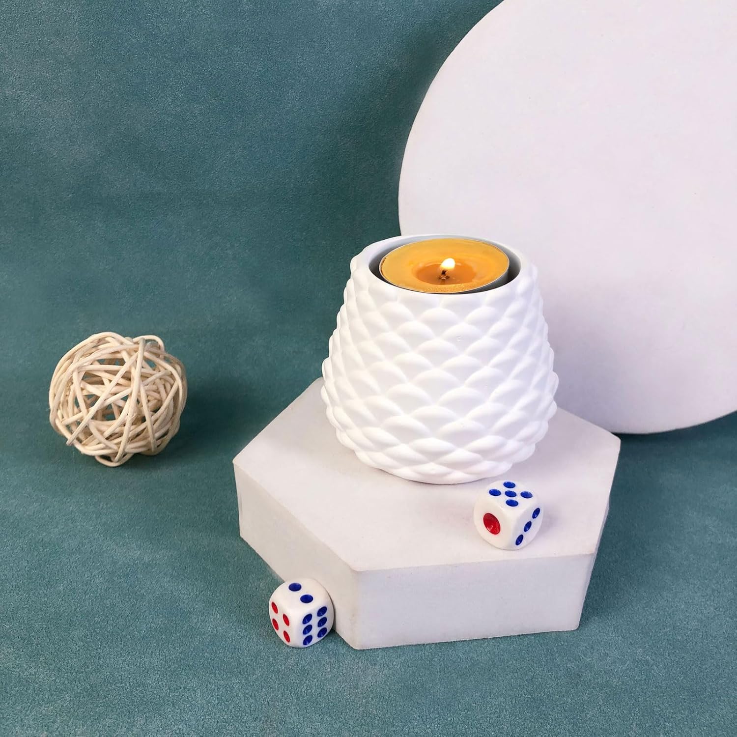 魚鱗 ローソク足型 ホルダー ホルダー 石膏 オーナメント ホームデコ クラフト