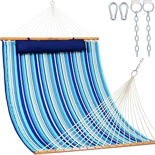 Lazy Daze Double Quilted Hammock with Carabiners & Soft Pillow for Outside