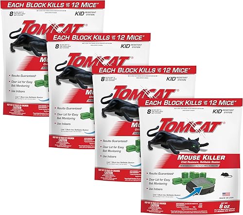 Miniatura 15 de Tomcat Mouse Killer(e) resistente a niños, estación recargable con tapa transparente para fácil monitoreo del cebo, 4 paquetes cada uno con 1