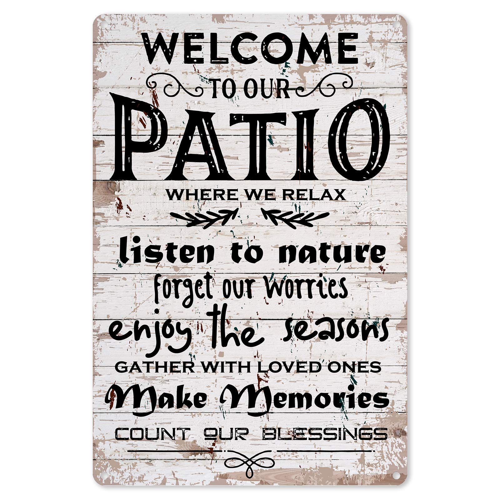 Lawenp Welcome to Our Patio Vintage Wall Decor Bar Decor Aluminum Sign for Home Kitchen Bar Funny Sarcastic Metal 8 x 12 Inches Tin Sign
