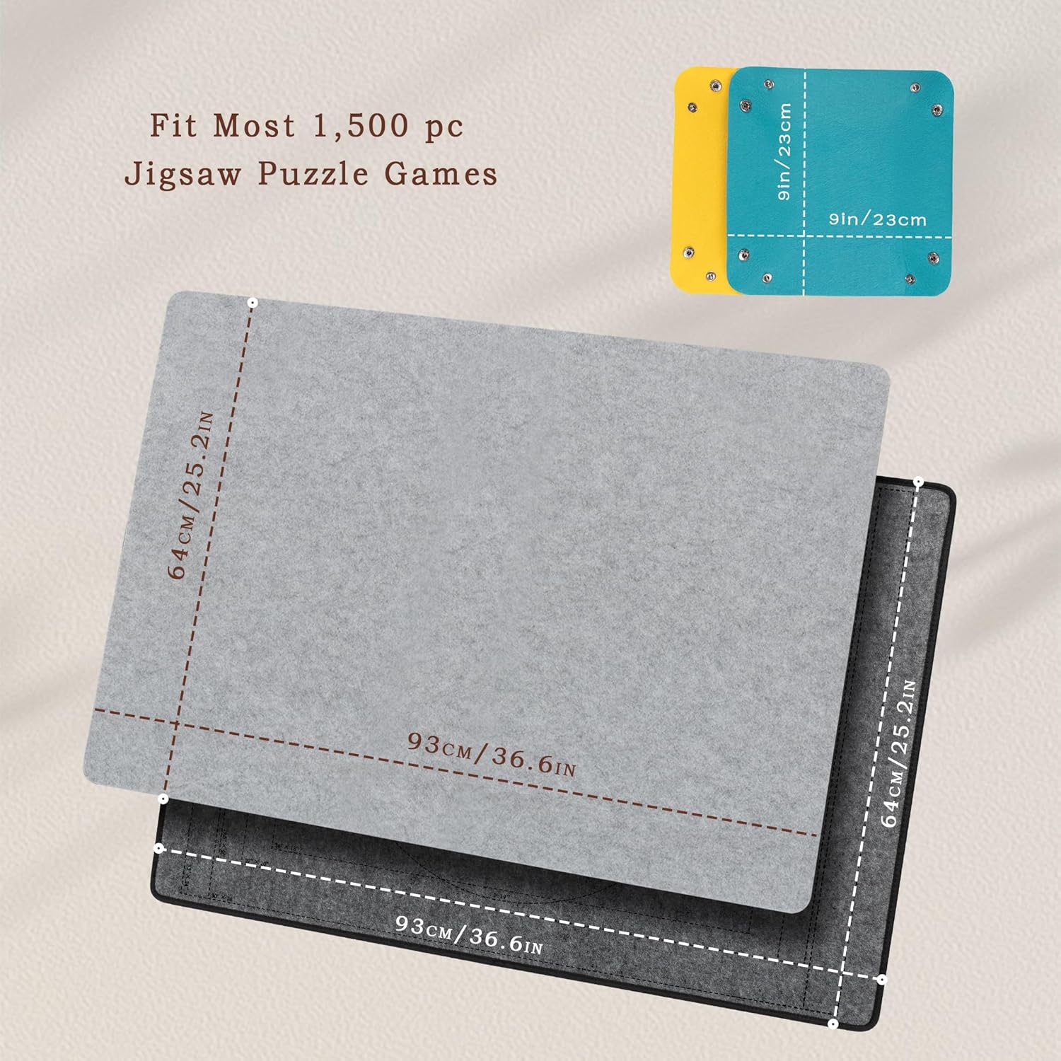 Becko US 1500 Piece Jigsaw Puzzle Board with 6 Trays & Cover, Foldable Puzzle Mat with Auxiliary Lines for Puzzle Storage Saver, Lightweight & Portable, for 1500 1000 750 500 Pieces Jigsaws Puzzles