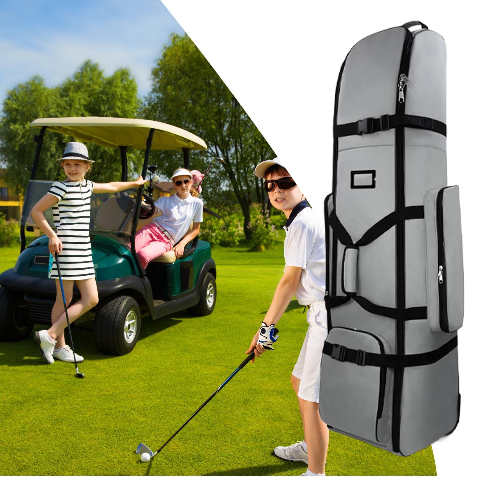 Borse da Viaggio per Golf Compatibili con le Linee Aeree, Custodia Resistente per Attrezzatura da Golf con Ruote Integrate, Esterni Custodia Impermeabile Per Colleghi Amici E Famiglia