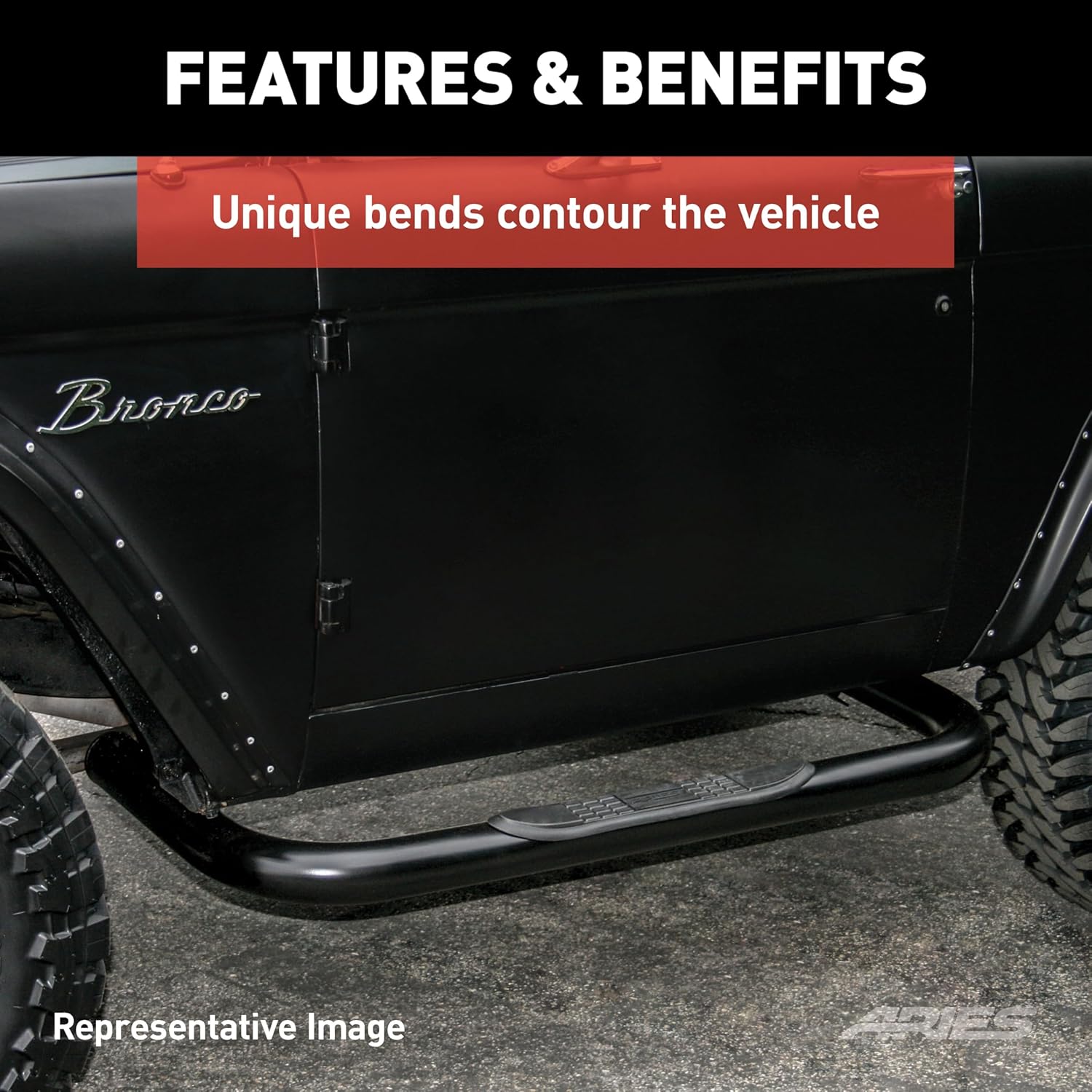 ARIES 35800 3-Inch Round Black Steel Nerf Bars, No-Drill, Fits Select Jeep Wrangler JK