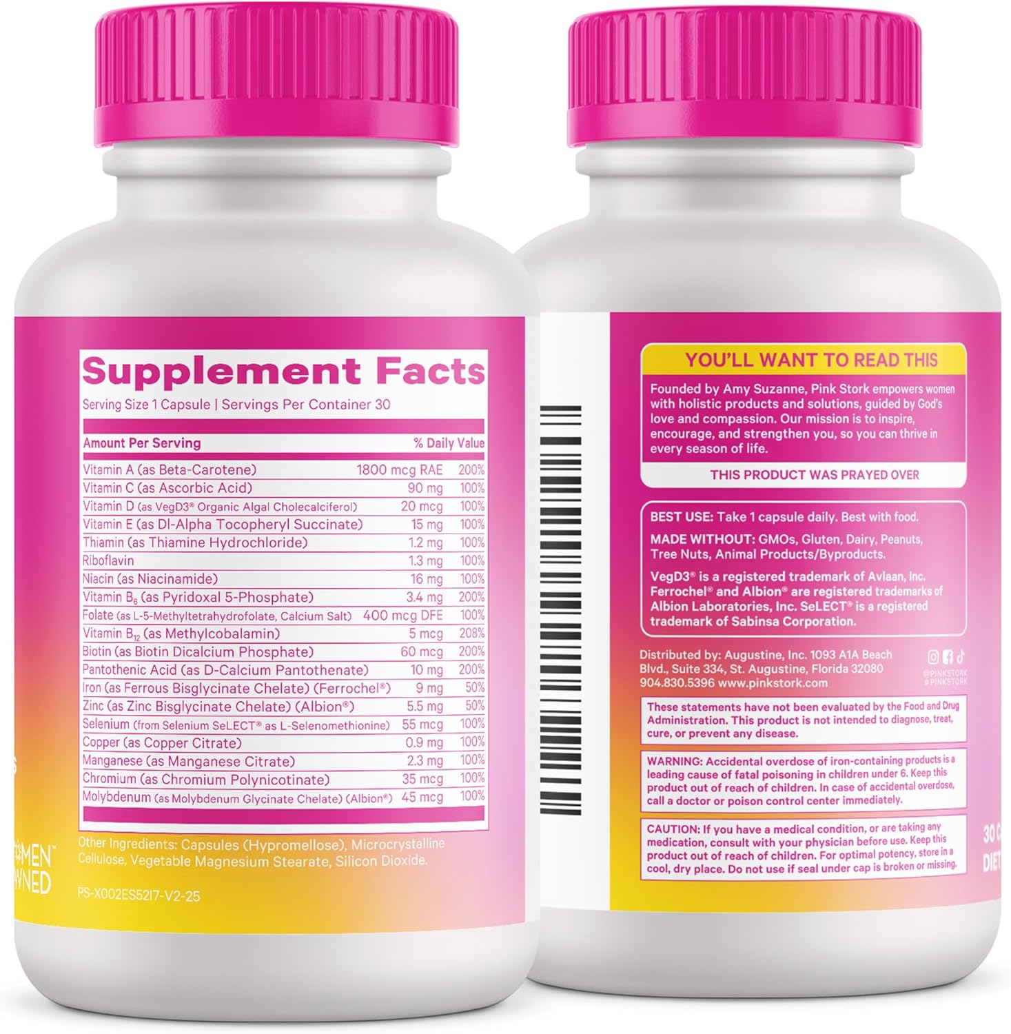 Pink Stork Total Women's Multivitamin - 19 Essential Vitamins for Women & Nutrients – Energy, Metabolism, Hormone, Immune & Mood Support – B6, B12, Biotin, Iron & Zinc – 30 Capsules - Image 8