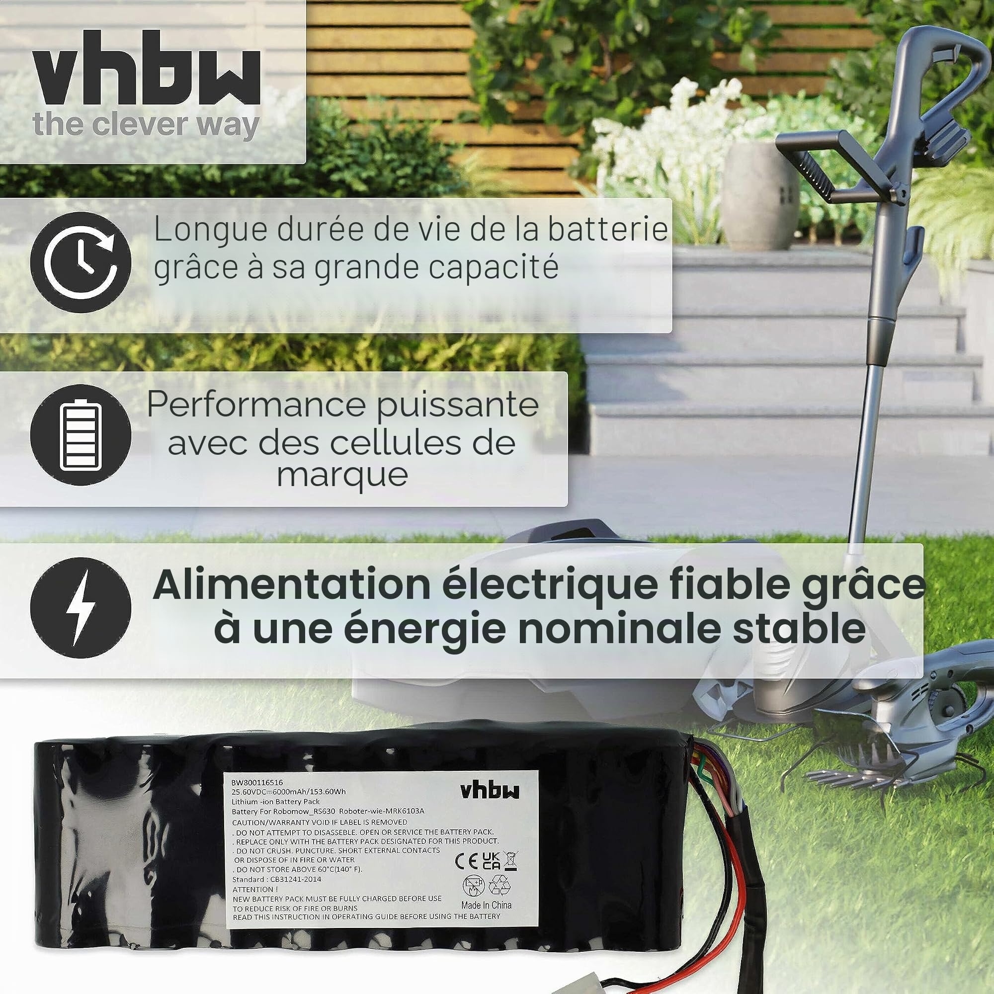 vhbw Batterie Compatible avec Robomow RS615 Pro