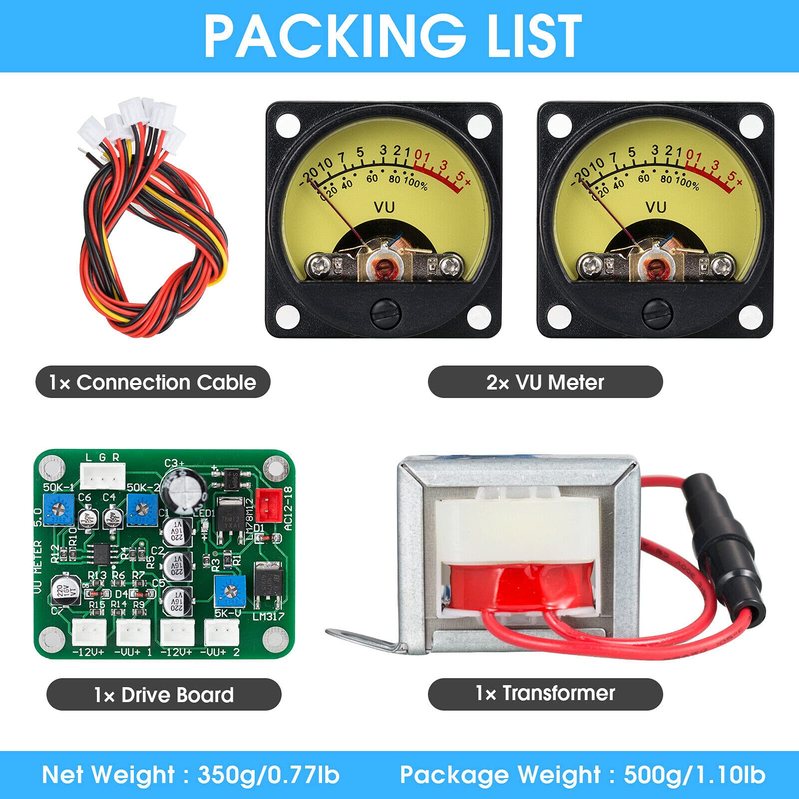 Dual Analog VU Meter DB Panel Schallpegelanzeige mit Treiberplatine für DIY-Verstärker