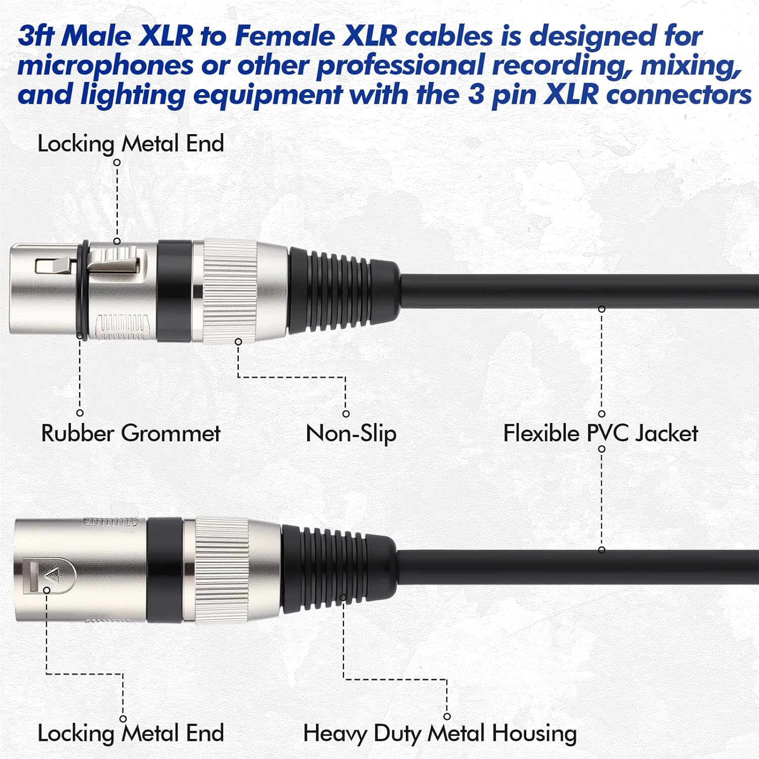 20 Pcs 3 ft XLR Microphone Cable 3 Pin Balanced XLR Male to Female Microphone Cable Oxygen Free Copper (OFC) Mic Cord for Mic Mixer, Recording Studio, Speaker Systems, Multi Colored