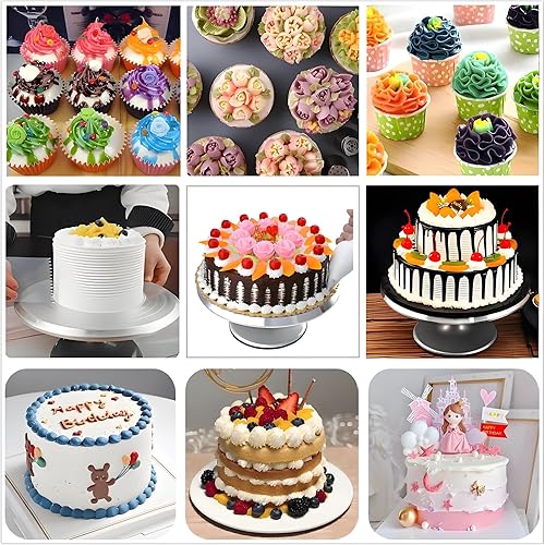 Miniatura 6 de Kit de decoración de pasteles de 357 piezas, con plato giratorio de aleación de aluminio, 48 puntas de glaseado numeradas, 8 puntas rusas + bolas, 2