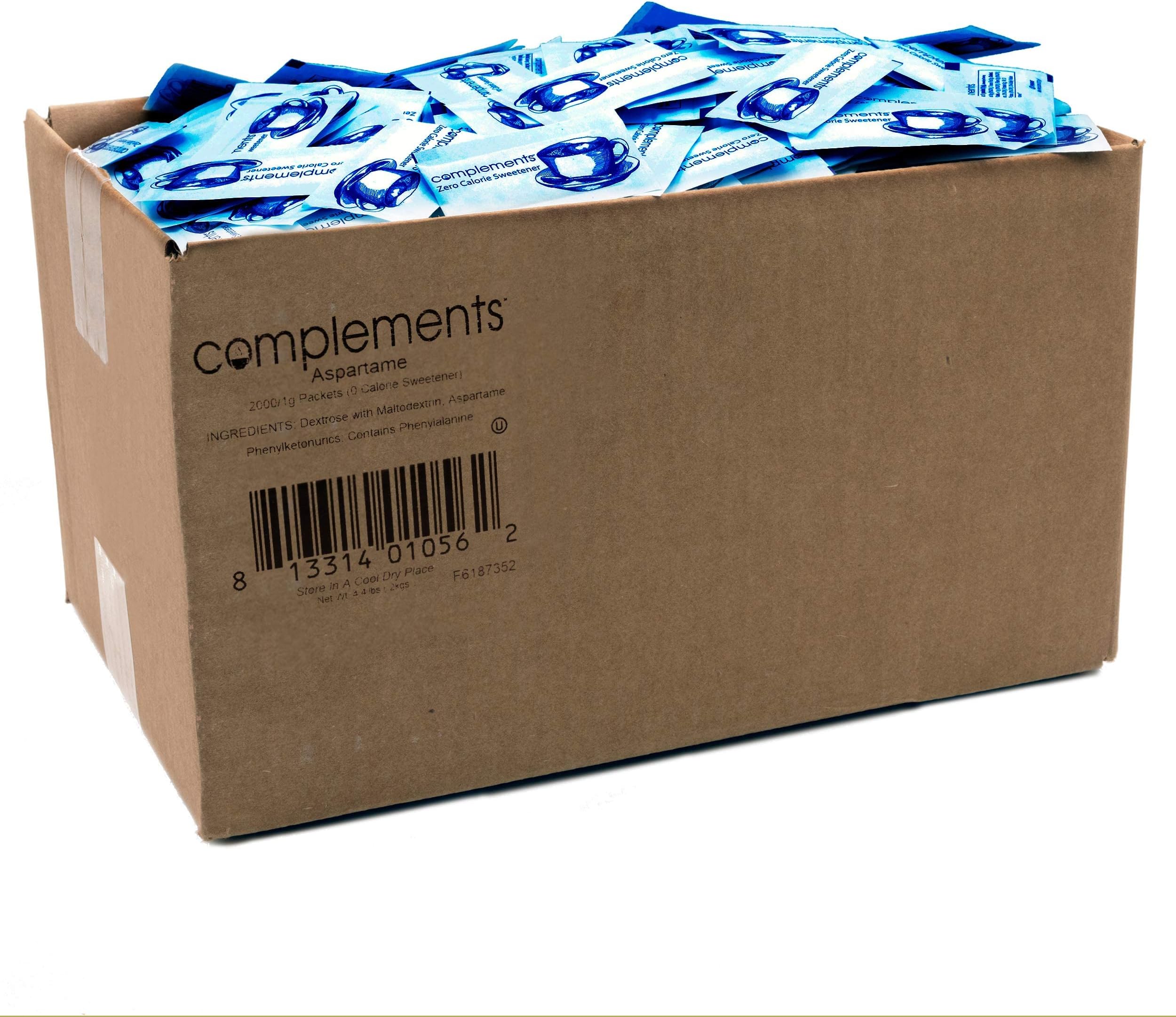 Complements Zero Calorie Aspartame Blue Sweetener Packets, 2000 Count
