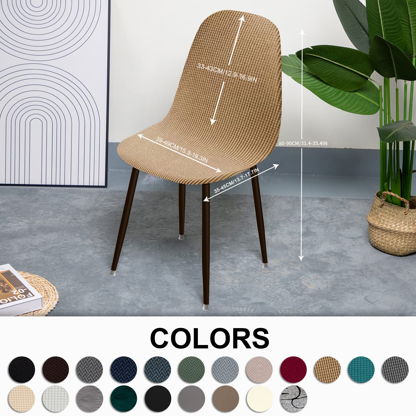 Coprisedie Elasticizzati Con Schienale Lydevo - 4 Pezzi, In Poliestere/Spandex, Lavabili, Colore Riso Bianco - Foto 5