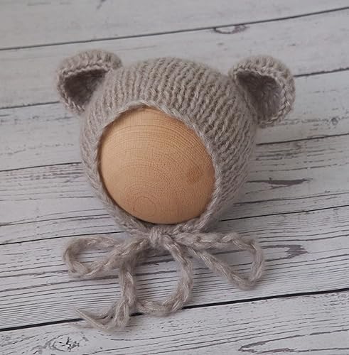 Miniatura 8 de Accesorios de fotografía para recién nacidos trajes para niños y niñas gorro de oso de angora y mameluco con pies conjunto de disfraz para sesión de