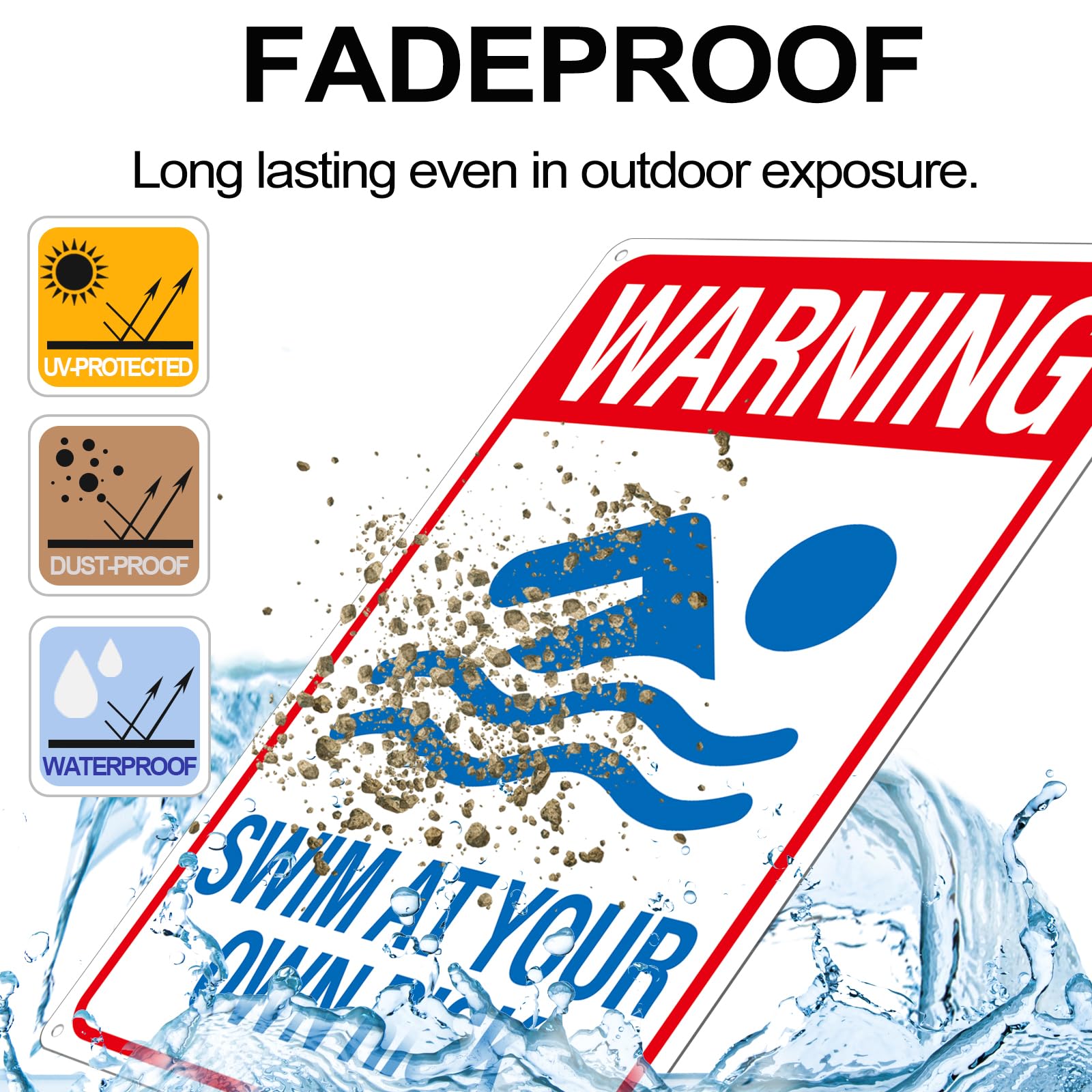 Poolregeln Schild, 35,6 X 25,4 Cm – Aluminium-Sicherheitsschild Für Den Außenbereich, Wasserfest & UV-beständig