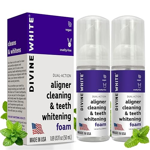 Miniatura 8 de Divine White Limpiador de alineadorretenedor de doble acción y espuma blanqueadora de dientes peróxido de hidrógeno bueno para Invisalign