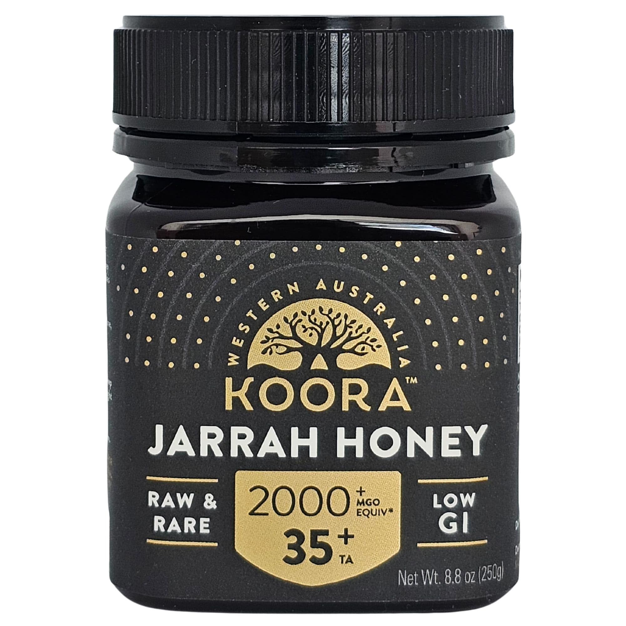KOORA Jarrah Honey TA 35+ (MGO 2000+ Manuka Honey Rating Equiv.) Low GI, Raw Medicinal Honey for Daily Health & Immune Support, from the Wild Ancient Forests of Western Australia 8.8 oz