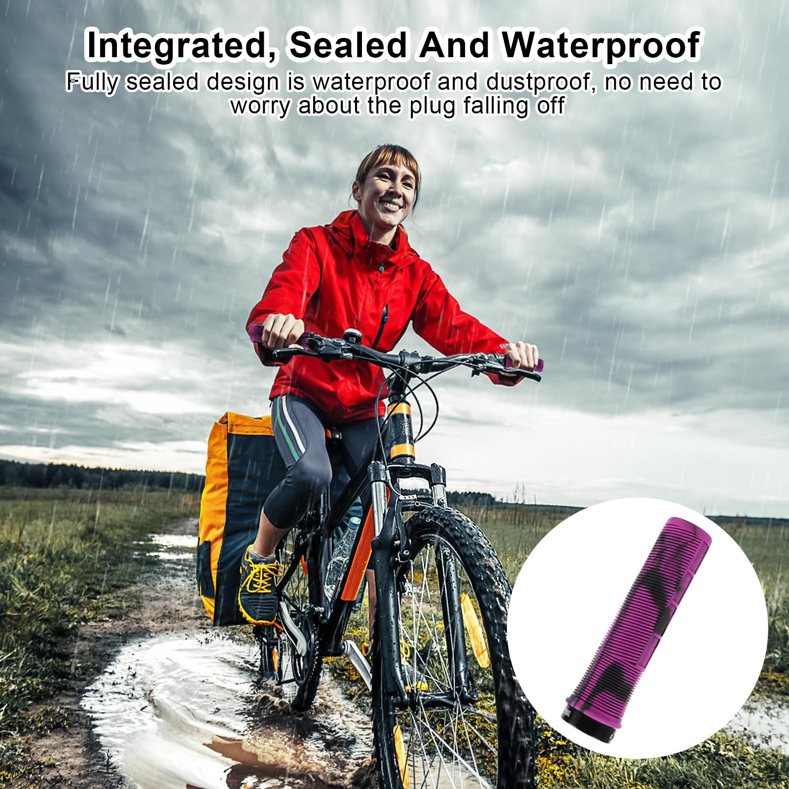 1 para uchwytów na kierownicę rowerową, ergonomiczne uchwyty rowerowe, gumowe uchwyty MTB z aluminiowym zamkiem i antypoślizgową teksturą, amortyzacja, do rowerów MTB BMX