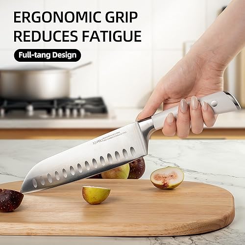 Miniatura 3 de Juego de cuchillos de alta calidad, juego de 15 cuchillos de cocina japoneses de acero inoxidable de alto carbono con afilador, juego de cuchillos