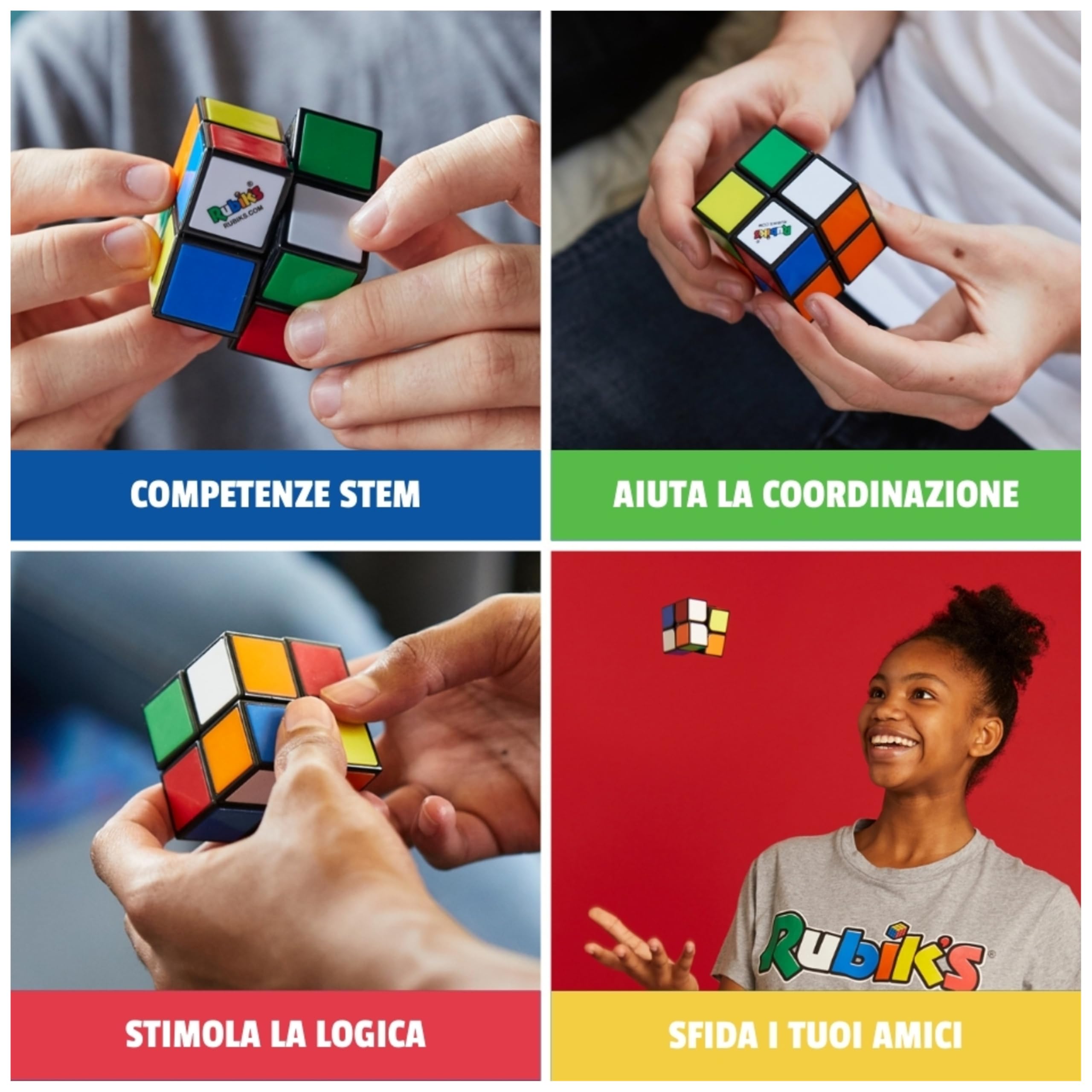 RUBIK'S SPIN MASTER il Cubo di Rubik's 2X2 MINI L'Originale Rompicapo Professionale Tascabile 8+