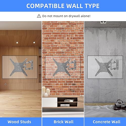 Miniatura 7 de XINLEI Soporte de pared para TV de movimiento completo para la mayoría de televisores curvos planos de 26 a 55 pulgadas, soporte de TV de montaje en