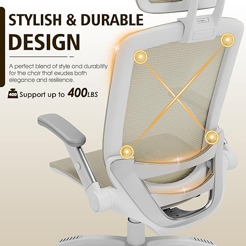 Miniatura 7 de GABRYLLY Silla de oficina ergonómica, silla de escritorio de respaldo alto con reposacabezas, brazos abatibles, bloqueo de inclinación de 90-120 y