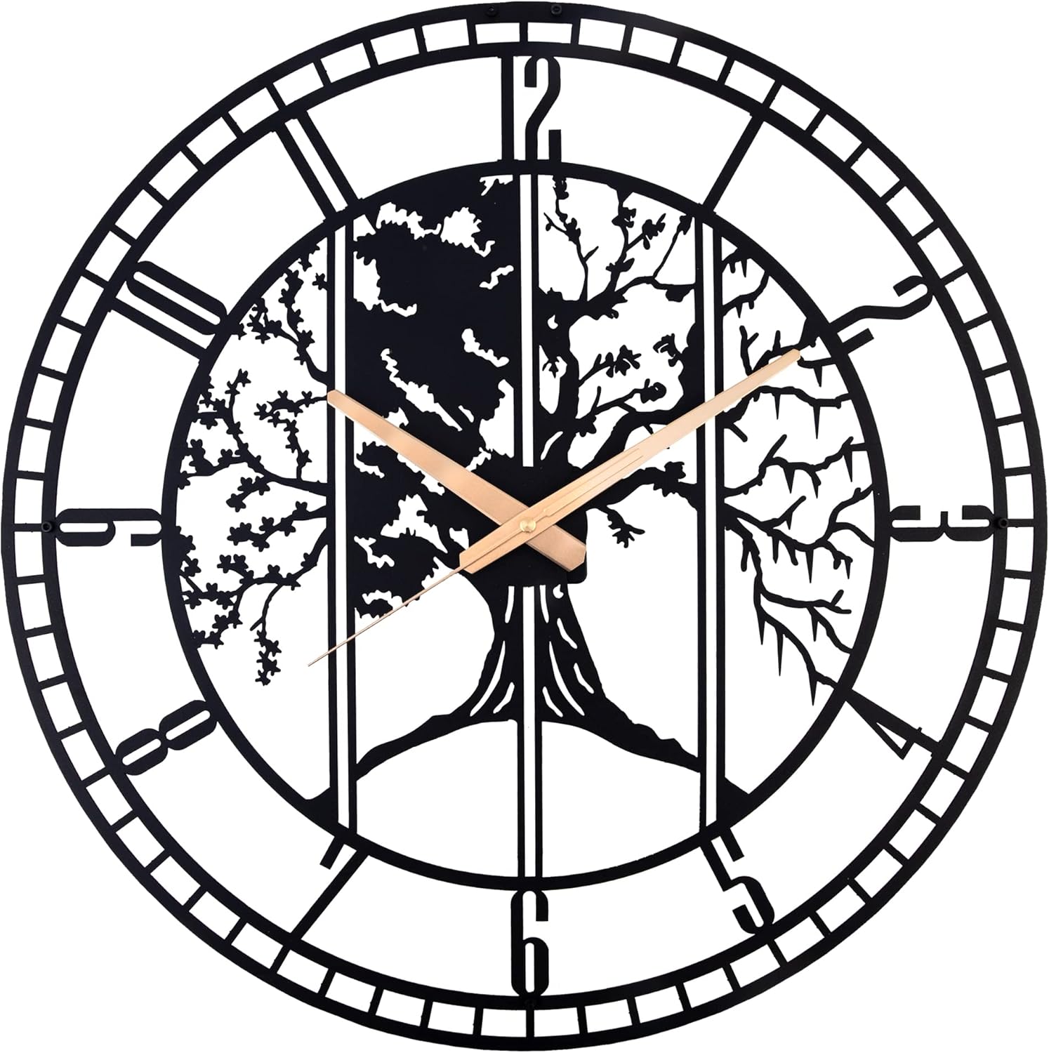 Tree of Life Oversized Patio Wall Clock, Metal Wall Clock
