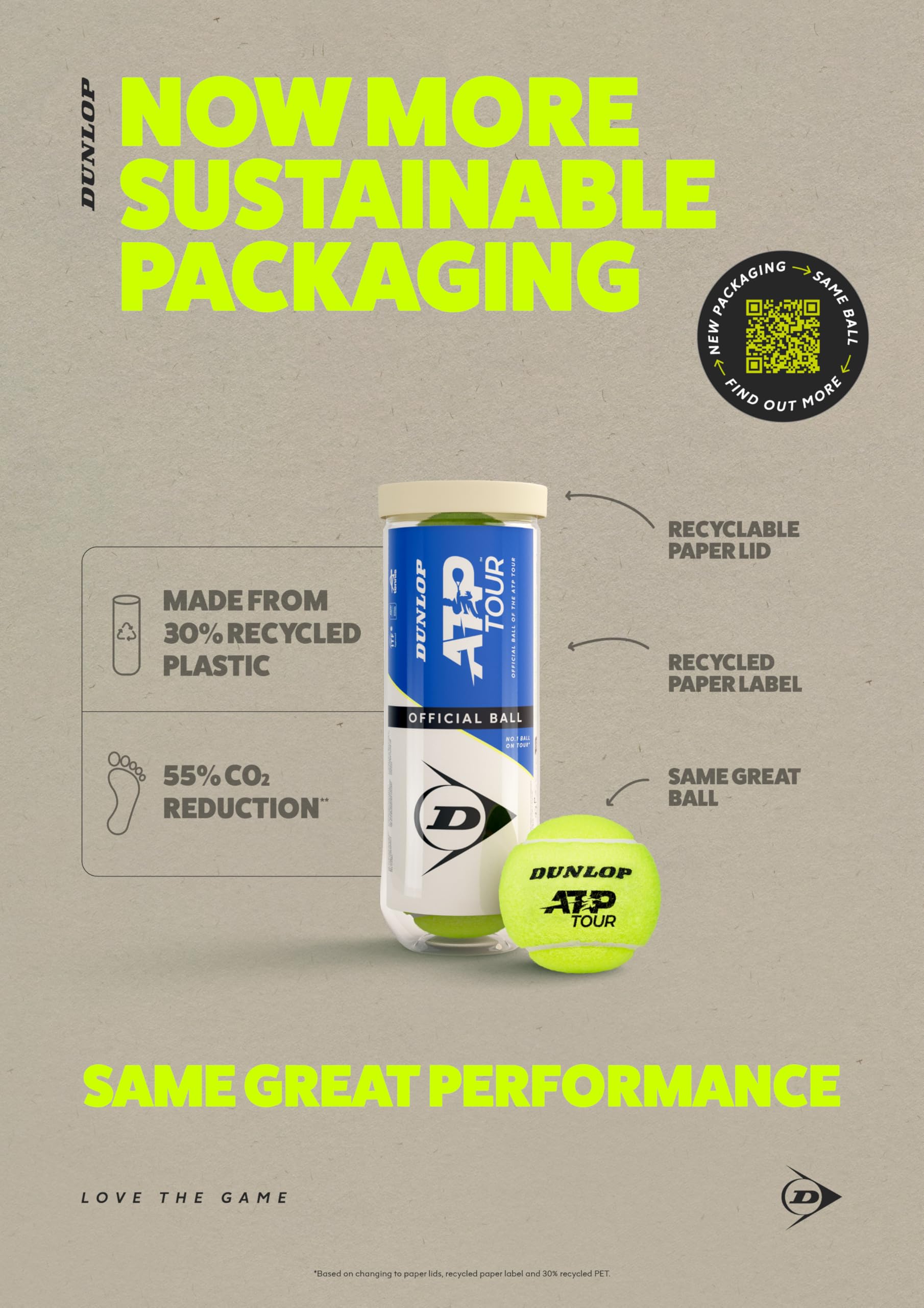 Dunlop Pelota de Tenis ATP Tour 3 Pelotas Paquete