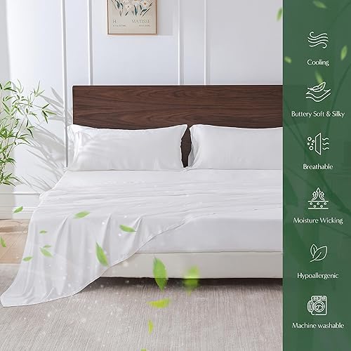 Miniatura 3 de Simple&amp;Opulence Juego de sábanas 100% viscosa de bambú, 3 piezas, refrescantes para personas que duermen con calor, juego de sábanas suaves y