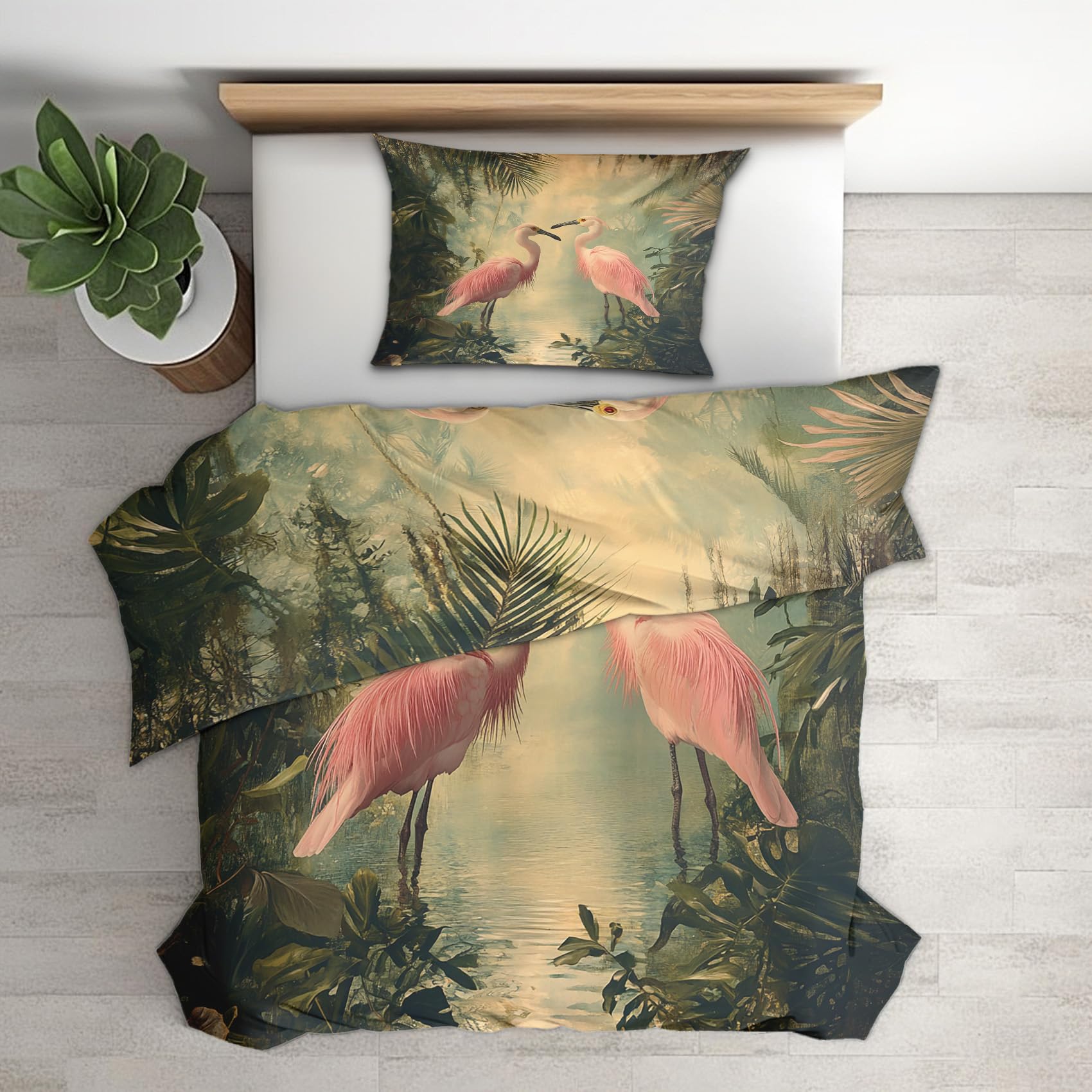 Parure de lit forêt tropicale 140x200 microfibres housse couette 1 personne