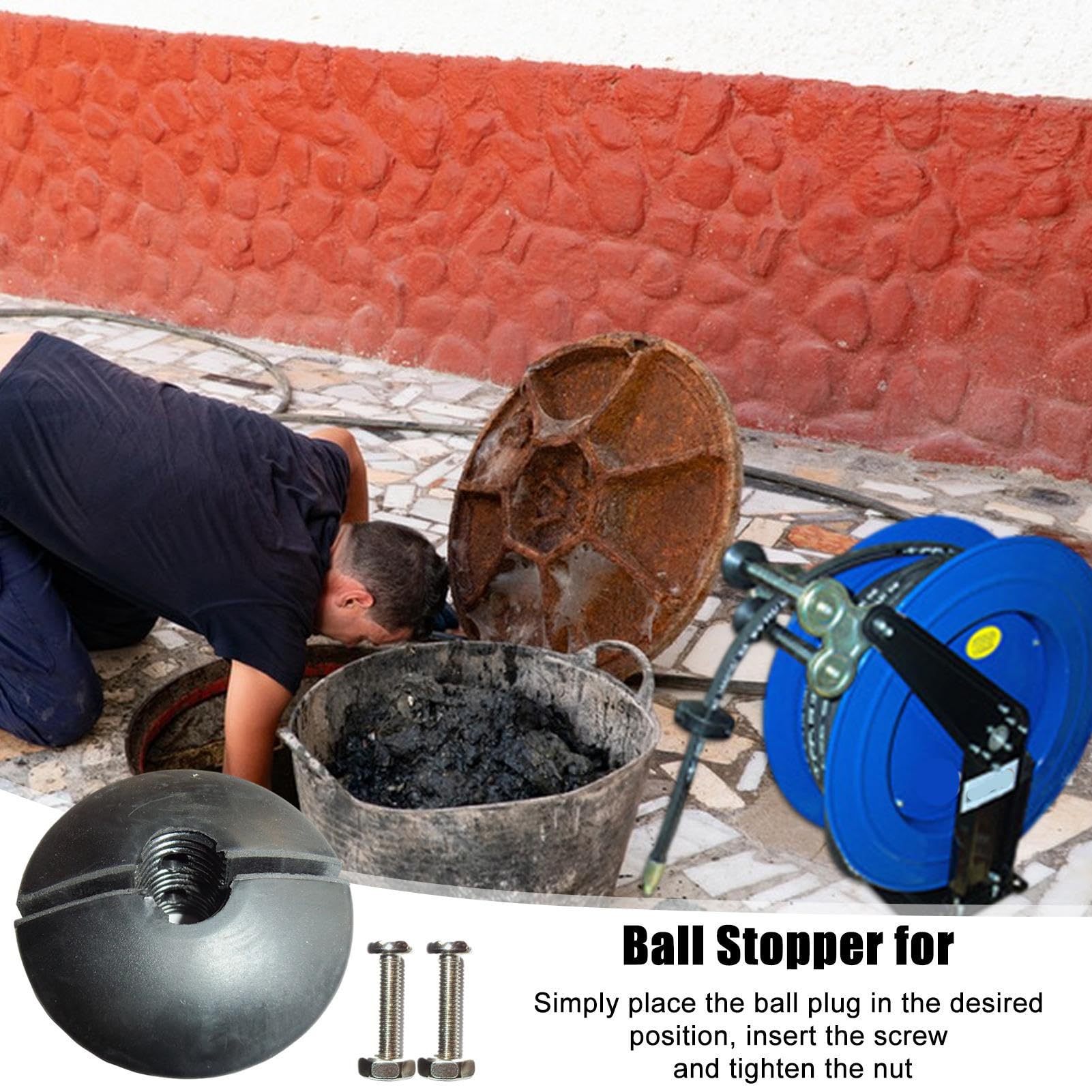 Butée de boule de tuyau - Accessoire enrouleur rétractable automatique - Butée à bille pour tuyau à ressort - Butée de retour automatique réglable - Arrêt de butée de tuyau réglable
