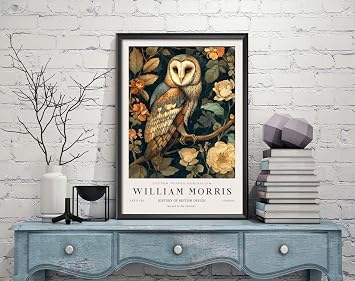 William Morris Owl Print, William Morris Exhibition Print, William Morris Poster, Vintage Wall Art, Textiles Art, Vintage Poster 162b A4