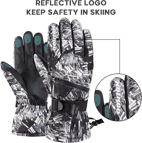 Miniatura 3 de HOIHOO Ski Gloves, Waterproof Snow Gloves -30 Winter Gloves for Cold Weather Touchscreen Snowboard Gloves Warm for Men Women
