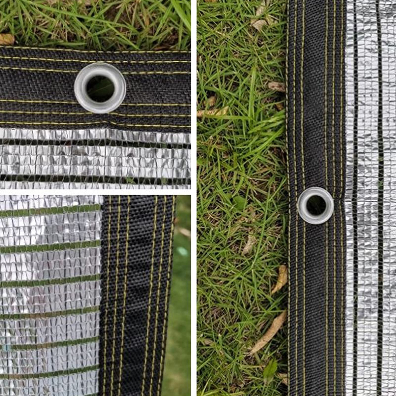 Odblaskowa siatka przeciwsłoneczna do szklarni i balkonów, 75% ochrony przed promieniowaniem UV, HDPE, aluminiowa rama, 8 x 8 m, tkanina przeciwsłoneczna do ogrodnictwa na zewnątrz i pielęgnacji