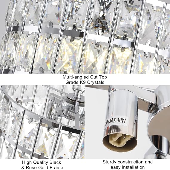 Silver Ceiling Lights - Crystal Chandeliers Ceiling Light, D30cm [Energy Class G]