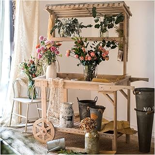 Garden Potting Bench Table, Workstation Shed with Tabletop, Outdoor Garden Patio Storage Cabinet, for Porch, Greenhouse, Backyard, Patio and Balcony